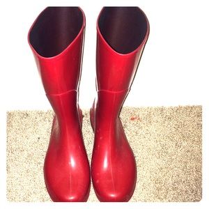 Red rain boots