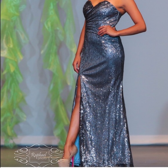 Black/ Silver sequin evening Gown