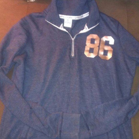 PINK HALF-ZIP NAVY BLUE