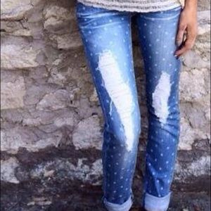 Polka Dot Distressed Skinnies
