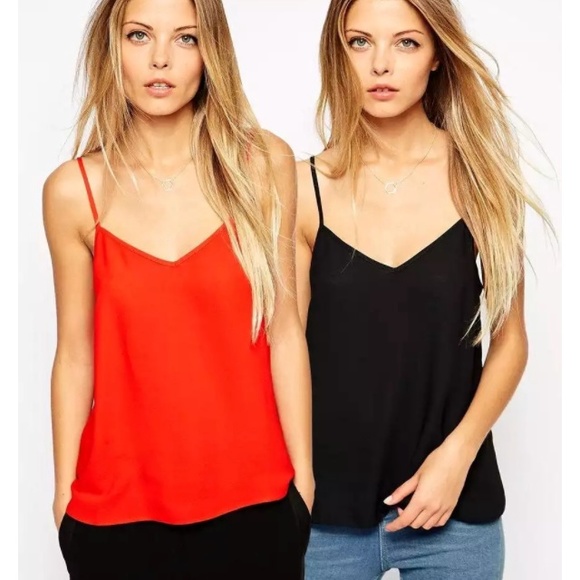 Two Pack Chiffon Camis in Red and Black - Picture 1 of 1
