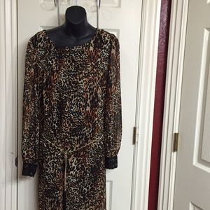 Animal print dress with crochet accents