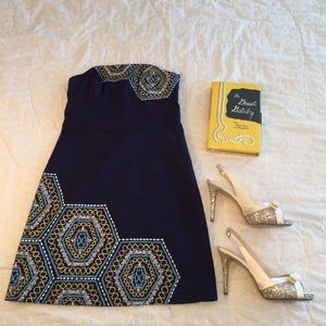 Lilly Pulitzer Strapless Bowen Dress Navy Honeycom