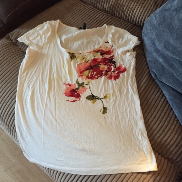 Ivory shirt with flower and bead detail