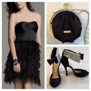 Express Black Ostrich Feather Prom Dress sz2