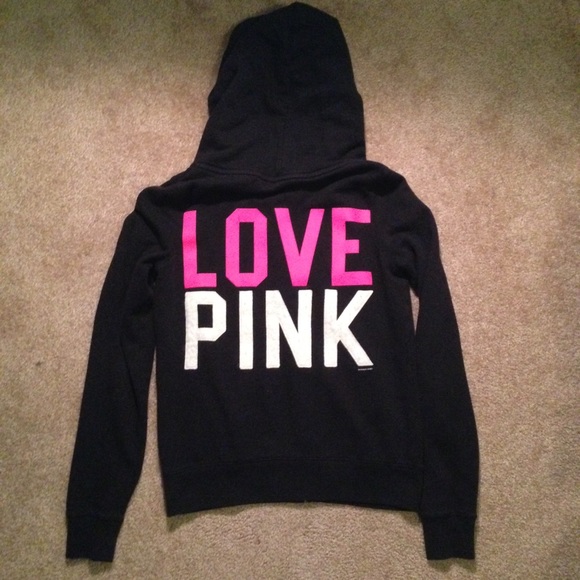 PINK black zip up hoodie