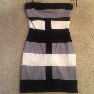 Bondage black and white dress