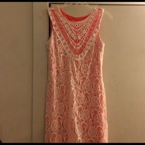 Cute lace dress with pink
