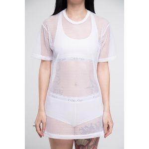 White mesh t-shirt dress