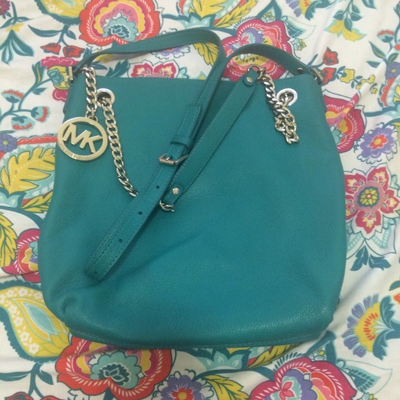 Michael Kors Jet Set Bag - Aqua w/ Silver Hardware