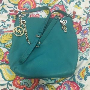 Michael Kors Jet Set Bag - Aqua w/ Silver Hardware