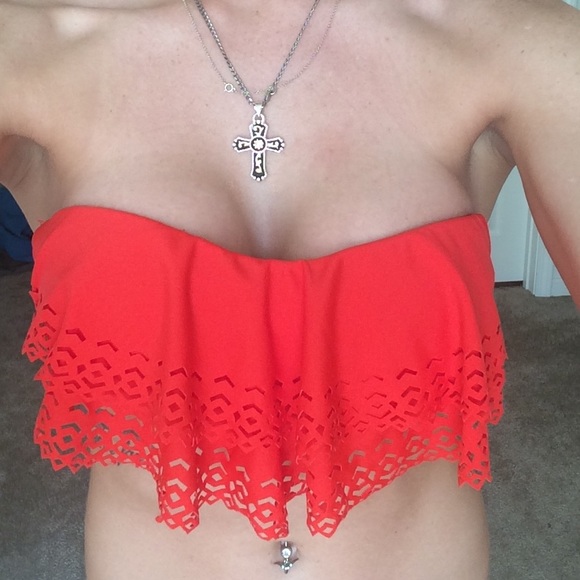 Jessica Simpson orange push-up bikini top