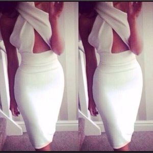 White cross bodycon dress