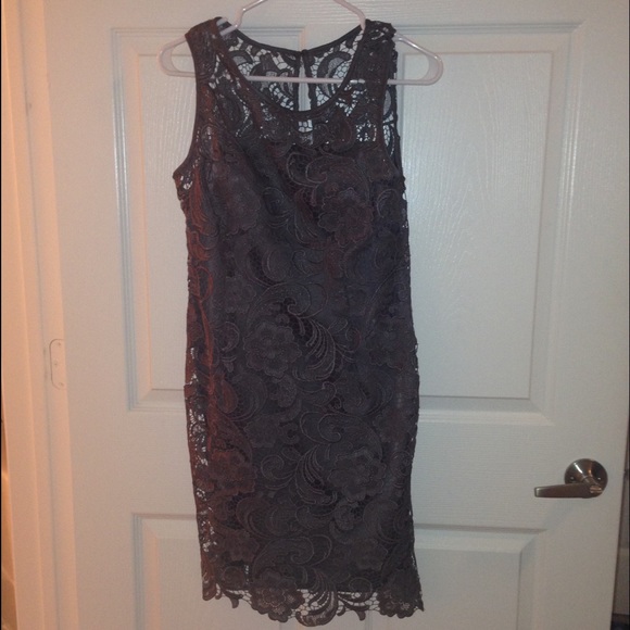 NWT Cache dark grey lace dress