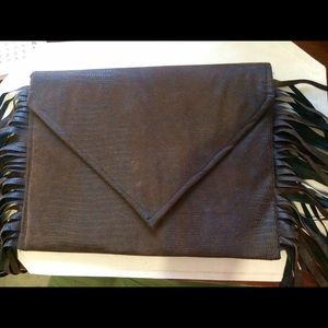 Snakeskin brown clutch