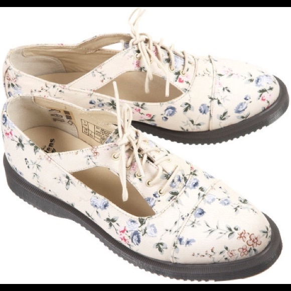 Floral doc martens shoe with cut out