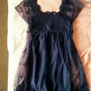 Navy Blue Free People Lace Dress