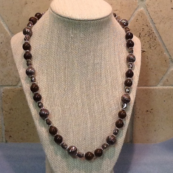 Nice 20" Brown Necklace with natural stones