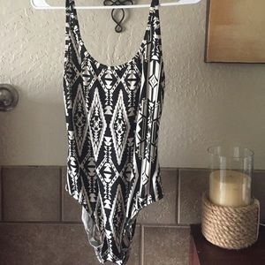 Black and white tribal print leotard