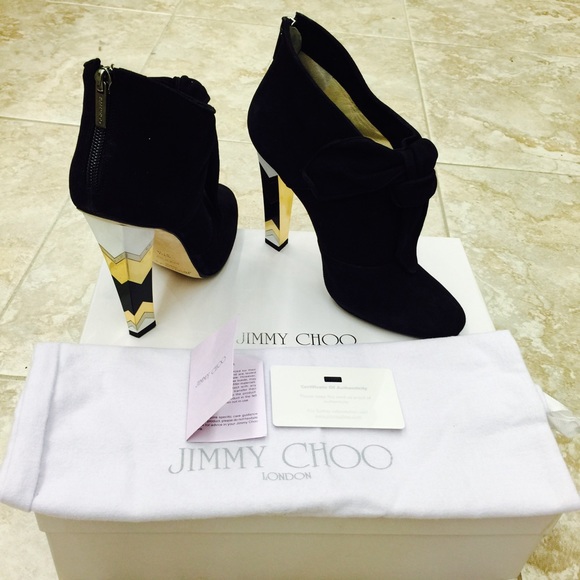 Jimmy Choo Booties with Chevron heel size 37 1/2 - Picture 1 of 3