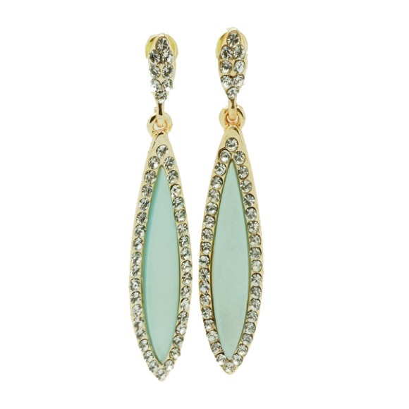 BLUESTONE GREEN TINT TEAR DROP EARRINGS - Picture 1 of 1