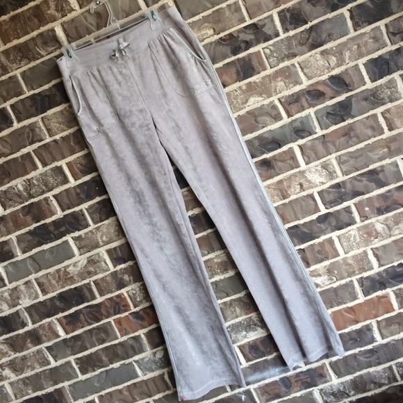 BCBG Grey Velour Lounge Pants with Crystal Accents