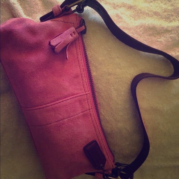 Coach Hamptons 7470 Fuschia Pink Suede bag