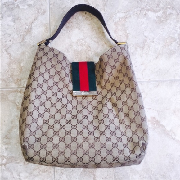 Large Gucci Shoulder Bag with Vintage Front Strap