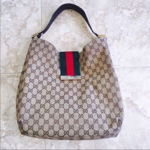 Large Gucci Shoulder Bag with Vintage Front Strap