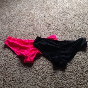 2 ruched Victoria's Secret swim bottoms size large