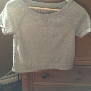 Gray laceback Crop Top