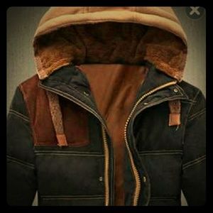 Stylish Hooded Leather Mens Coat