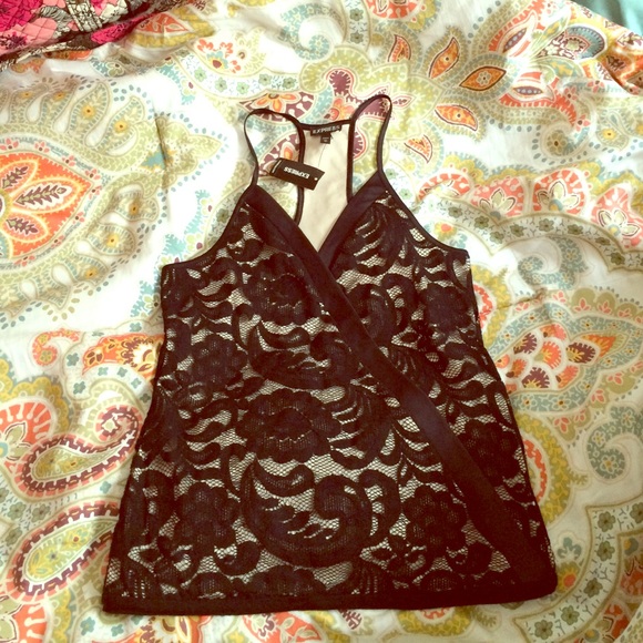 Black and Tan lace top. New with tags!