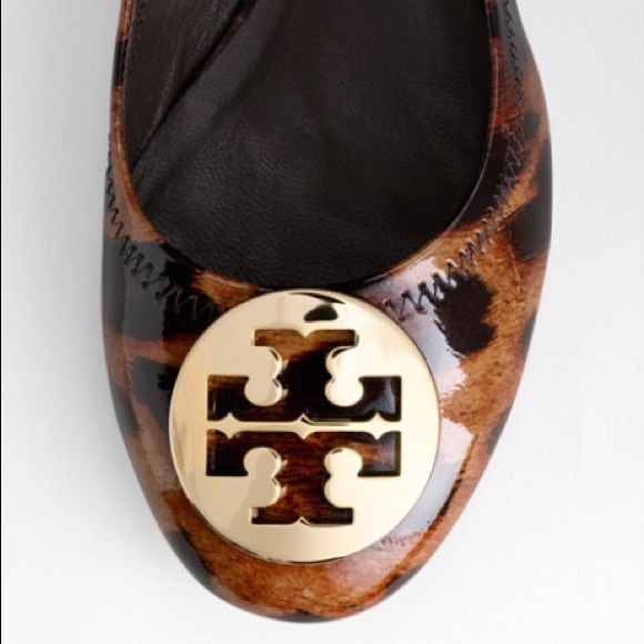 Tory Burch Reva flats - patent leopard print