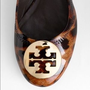Tory Burch Reva flats - patent leopard print