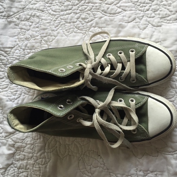 Army green hi-top converse