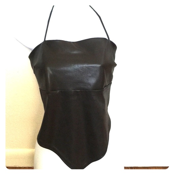Vinyl black backless top