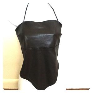 Vinyl black backless top