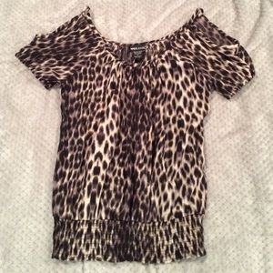 Wet seal open shoulder cheetah top