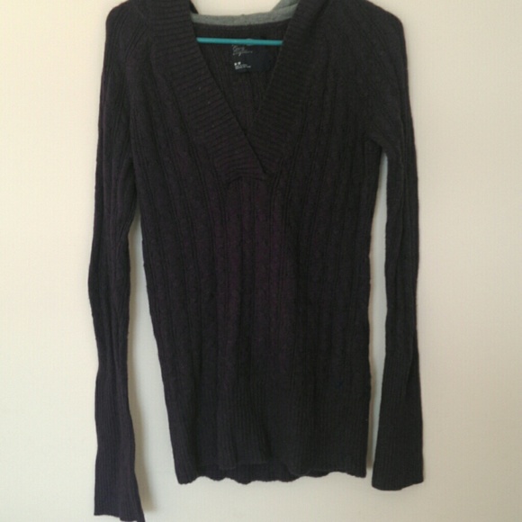 Dark purple knit sweater w/ hood