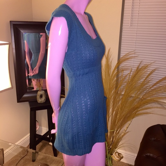 Chesley Dresses Chesley Womens Teal Sweater Dress W Pockets Small