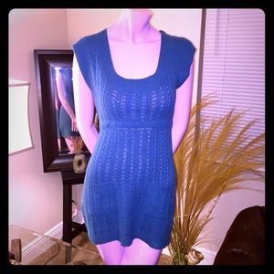Chesley Women's Teal Sweater Dress w Pockets Small