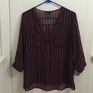 Forever 21 striped sheer blouse, worn once!