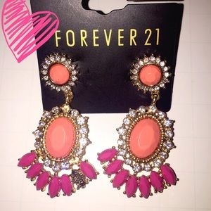 Pink & Orange Chandelier Earrings