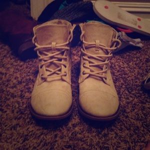 White studded combat boots
