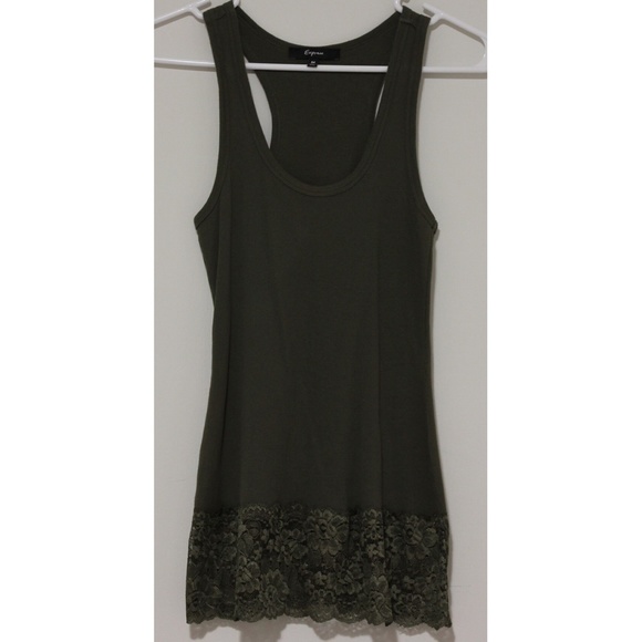 Express Forest Green Lace Tank
