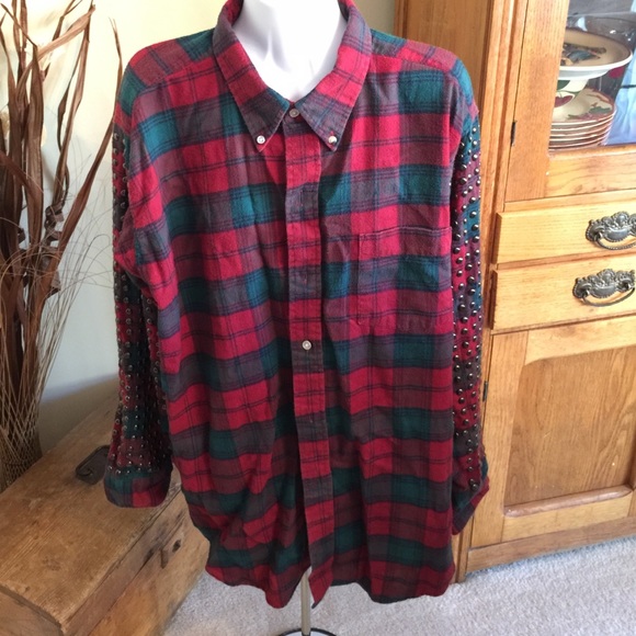 LF stuffed sleeve flannel teal & red
