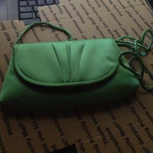Mini Satin green clutch or Crossbody