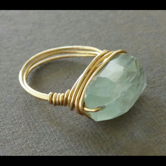 Icy Blue Aquamarine Ring Statement Birthstone Ring - Picture 2 of 3