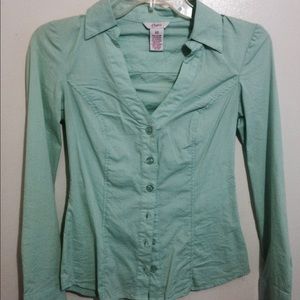 Candies Xsmall light mint green button-up